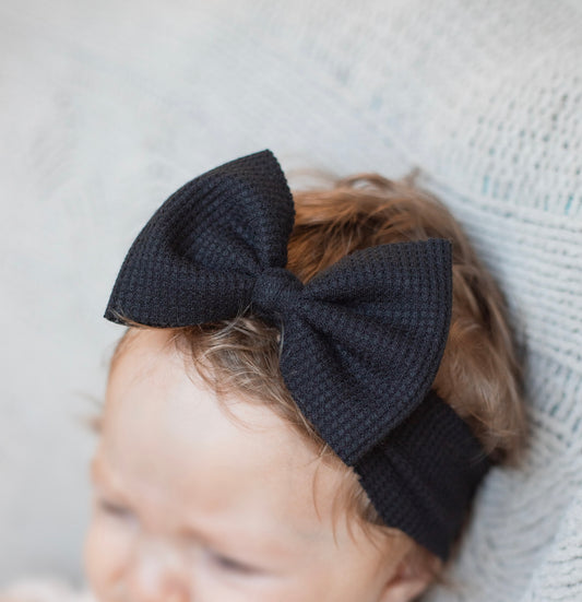 Black Waffle Knit Baby Headband