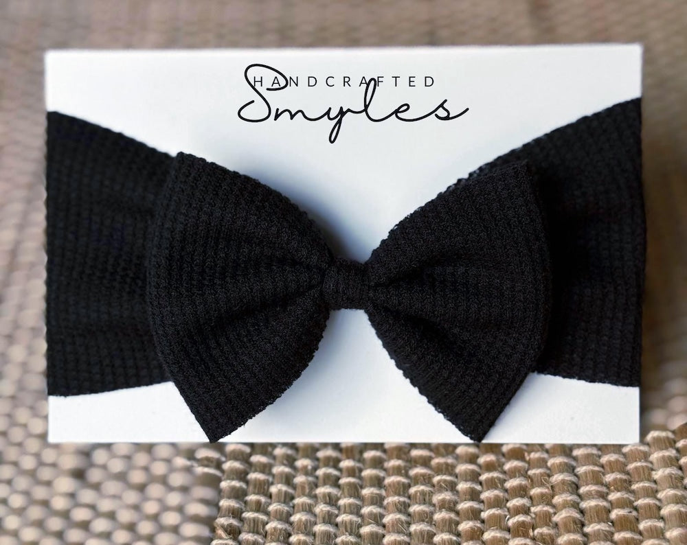 Black Waffle Knit Baby Headband