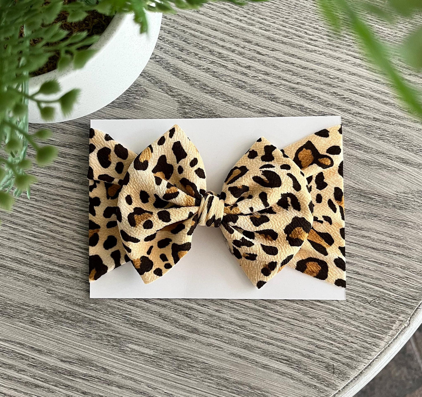 Cheetah Print Baby Bow Headband: Soft Stretchy Head Wrap