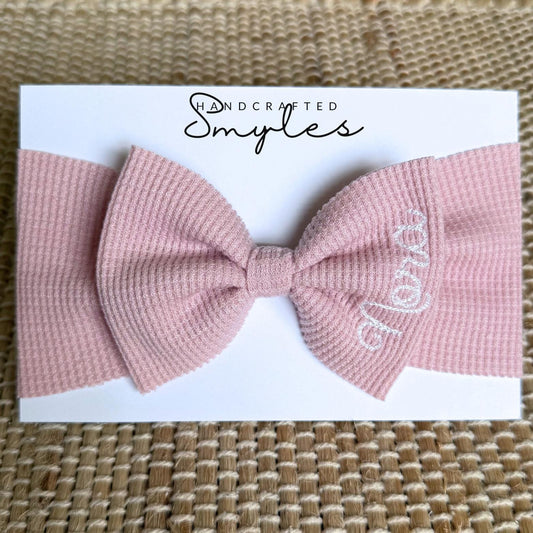 Personalized Pink Baby Headband Bow